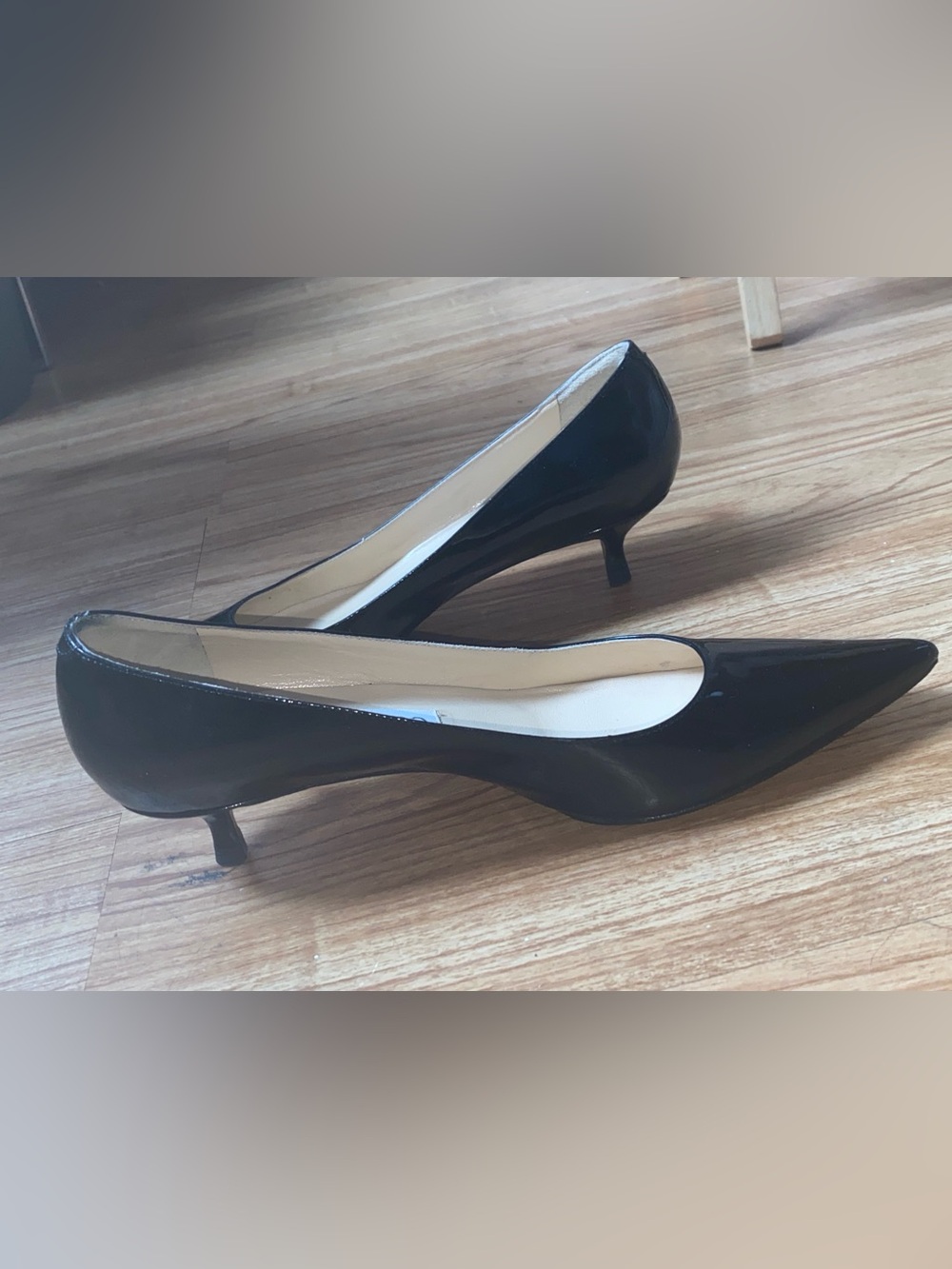Jimmy Choo Aza Black Patent Kitten Heels with Vibram soles 37.5